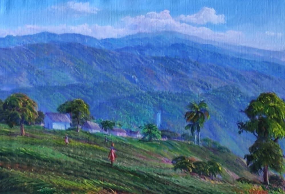 Jean Adrien Seide 12"x16" Sur les montagnes 2021 Acrylique sur toile #10MFN