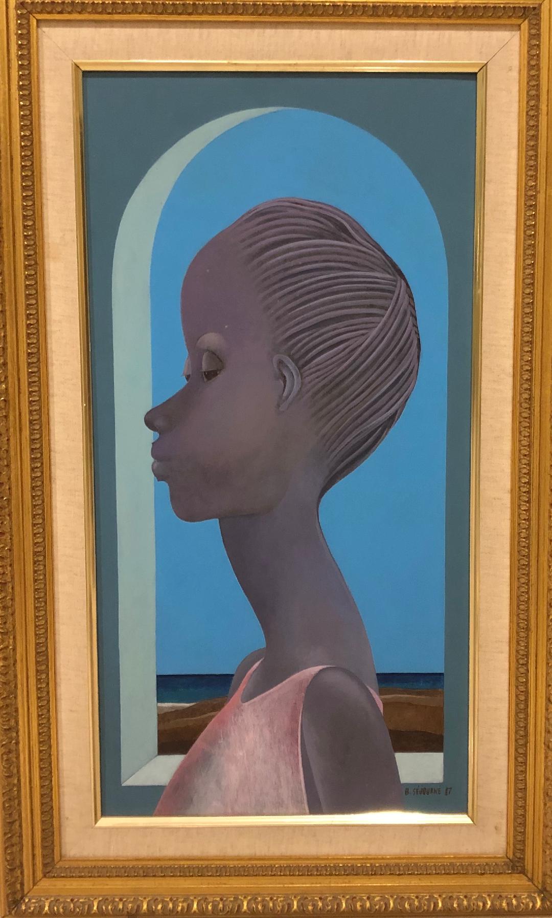 Bernard Sejourne (1947-1994) 23"x12" Cara larga 1987 Acrílico sobre Masonite Enmarcado #2FC