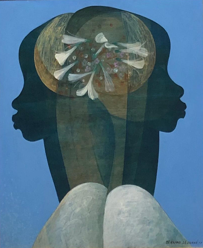 Bernard Sejourne (1947-1994) 24"x20" Rivalry 1977 Acrílico sobre Masonite Enmarcado #5FC