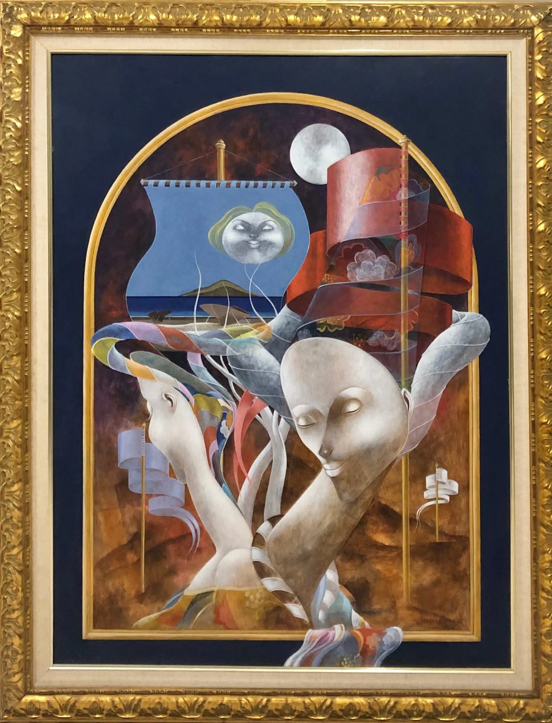 Bernard Séjourne (1947-1994) 48"x36" Freedom 1982 Acrylique sur Masonite Encadré #13FC