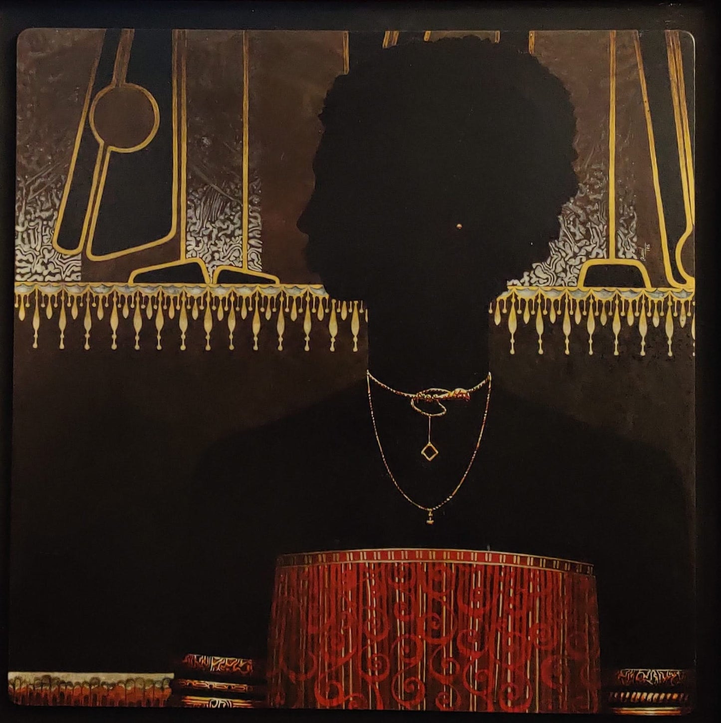 SIMIL (Emilcar Similien) 24"x24" Femme avec bijoux 1982 Acrylique sur Masonite #1EB