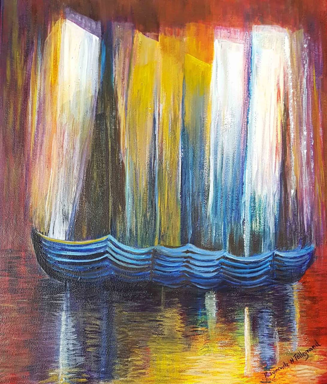 Raymonde Talleyrand 18"x24" Bateaux 2018 Acrylique sur toile #18RT