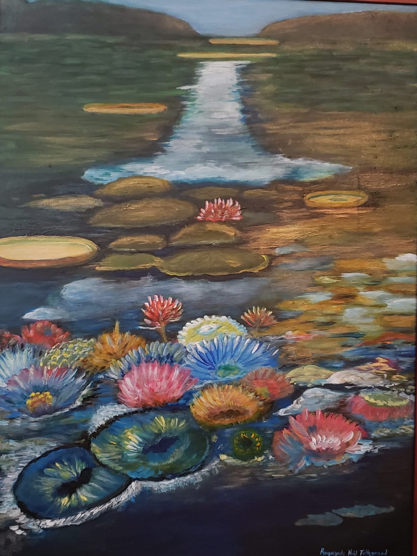 Raymonde Talleyrand 24"x18" Fiesta sur lac Acrylique sur toile#28TR