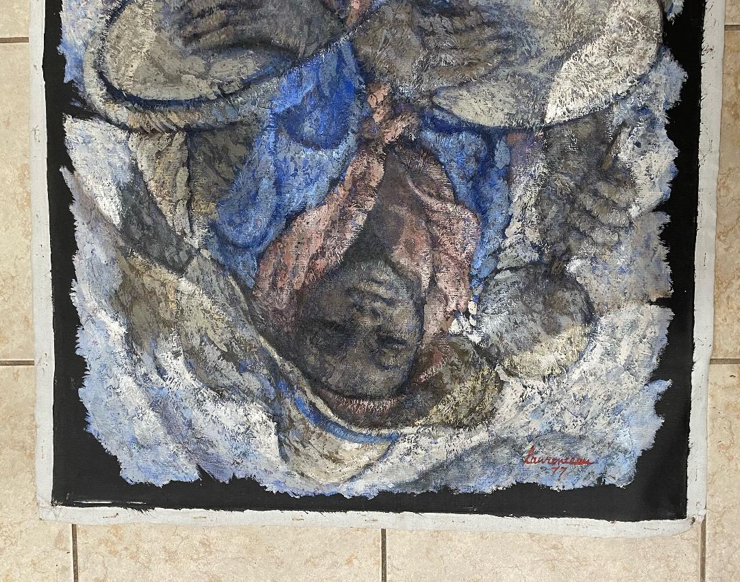 Lyonel Laurenceau (Haitiano, n. 1942) "The Joker" 1977 Acrílico sobre lienzo Pintura 36"h X 24"w #26-3-96GSN-NY