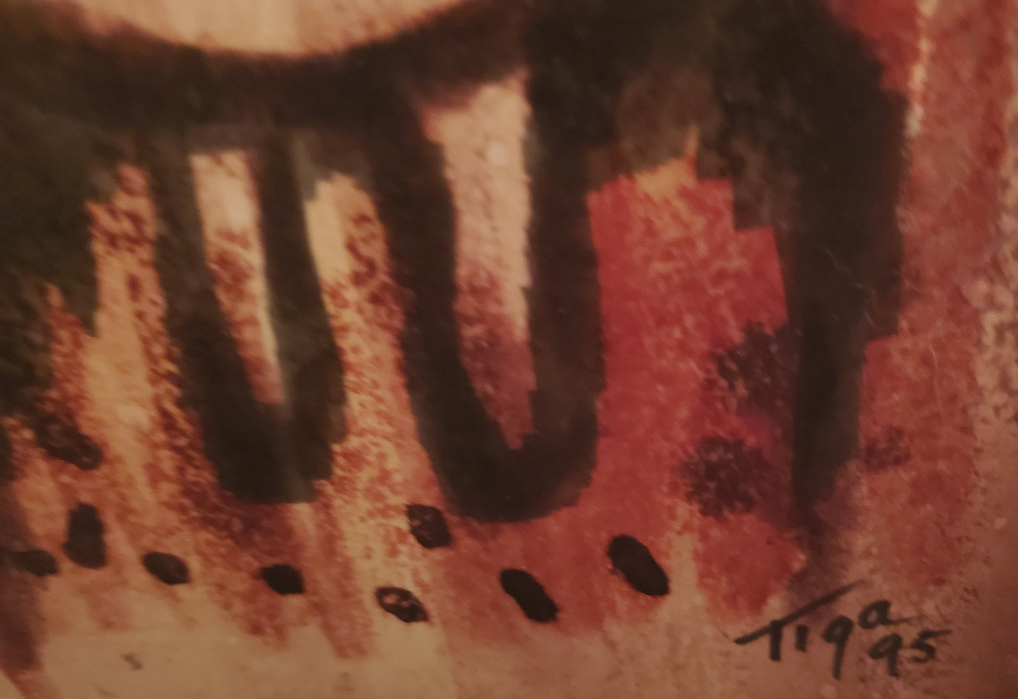 Jean-Claude Garoute (TIGA) 7.5"x4.5" Red Abstract 1995 Mixed Media on Board - Artículo de coleccionista n.º 1MF