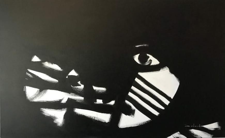 Philippe Dodard 30"x48" Piégé dans le noir 2010 Acrylique sur toile #2-CD