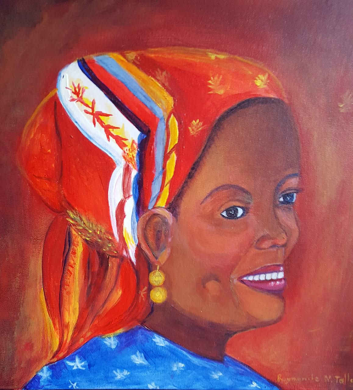 Raymonde Talleyrand 16"x20" Tropical Beauty 2014 Acrylic On Canvas