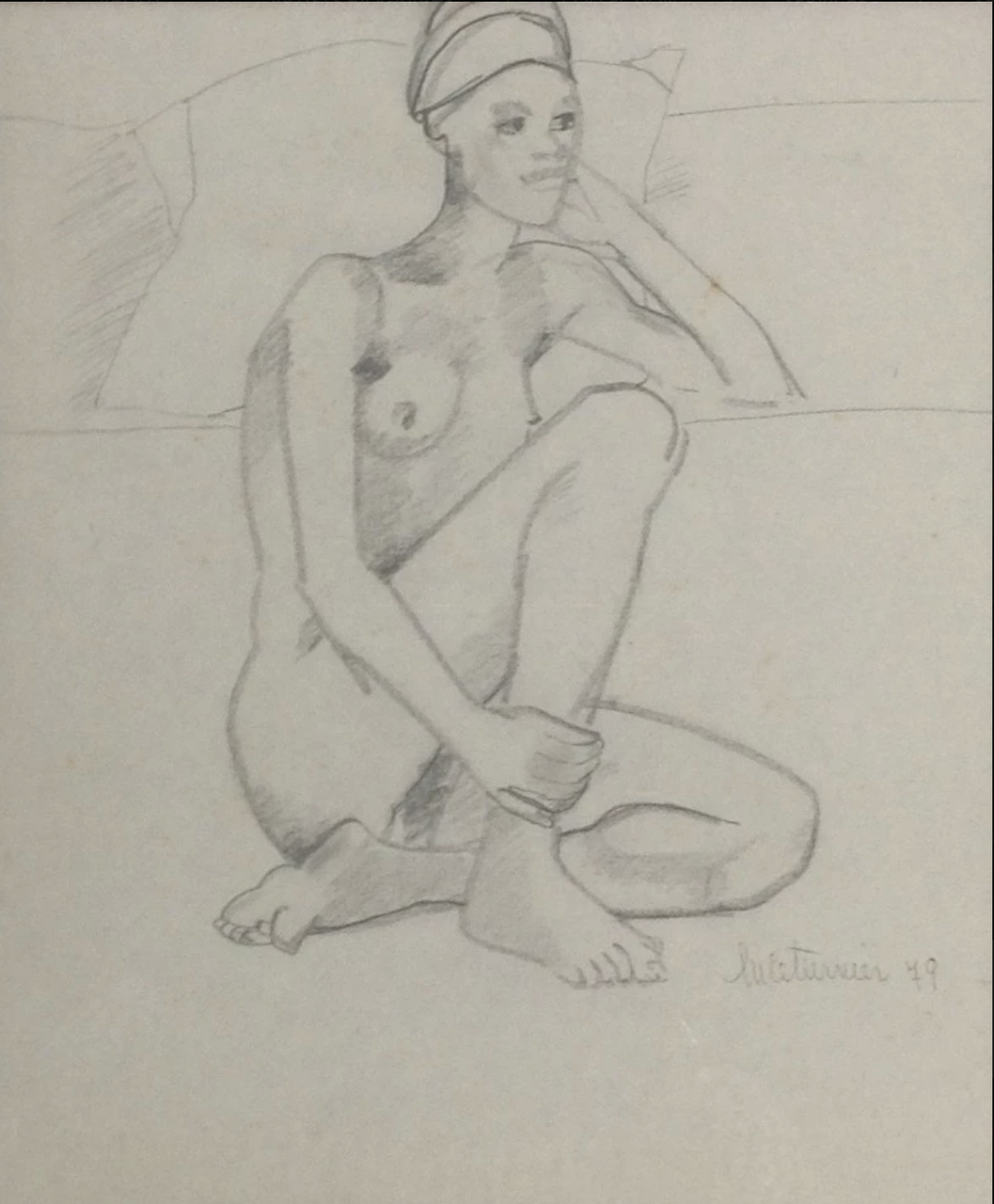 Luce Turnier 10"x12" Dibujo desnudo en crayón sobre papel #396GSN-HA