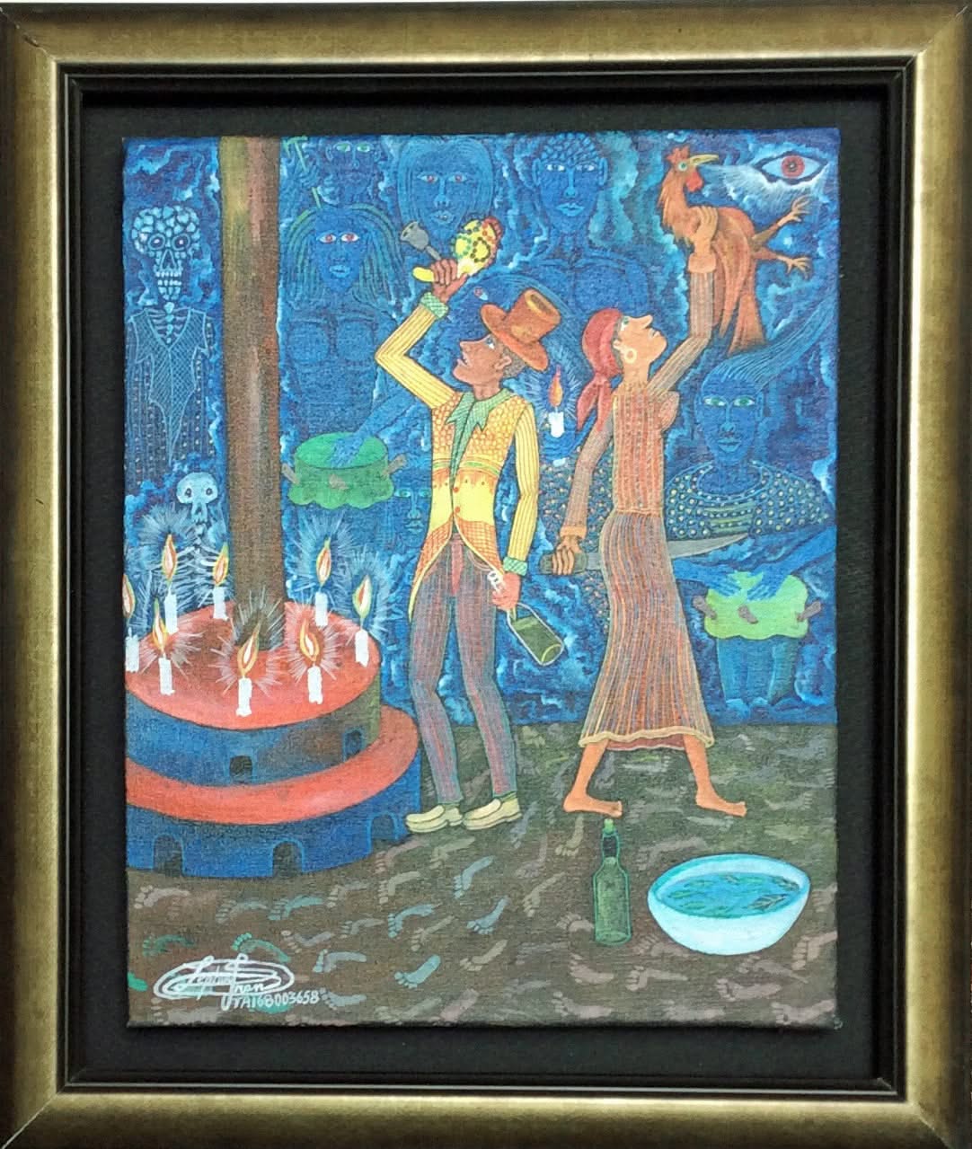 Frantz Zephirin 10"x8 » Cérémonie vaudou 2018 Huile sur toile #1MFN