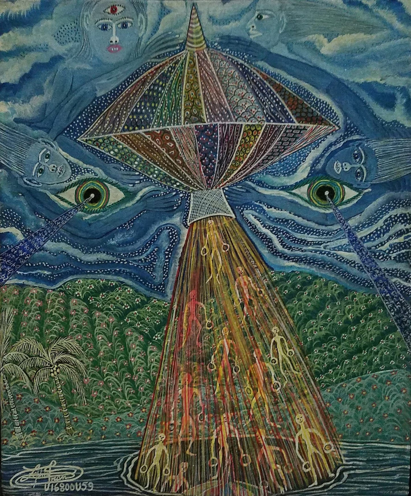 Frantz Zephirin 10"x8 » Sans titre/The Evil Eyes 1995 Huile sur toile #2JN-HA
