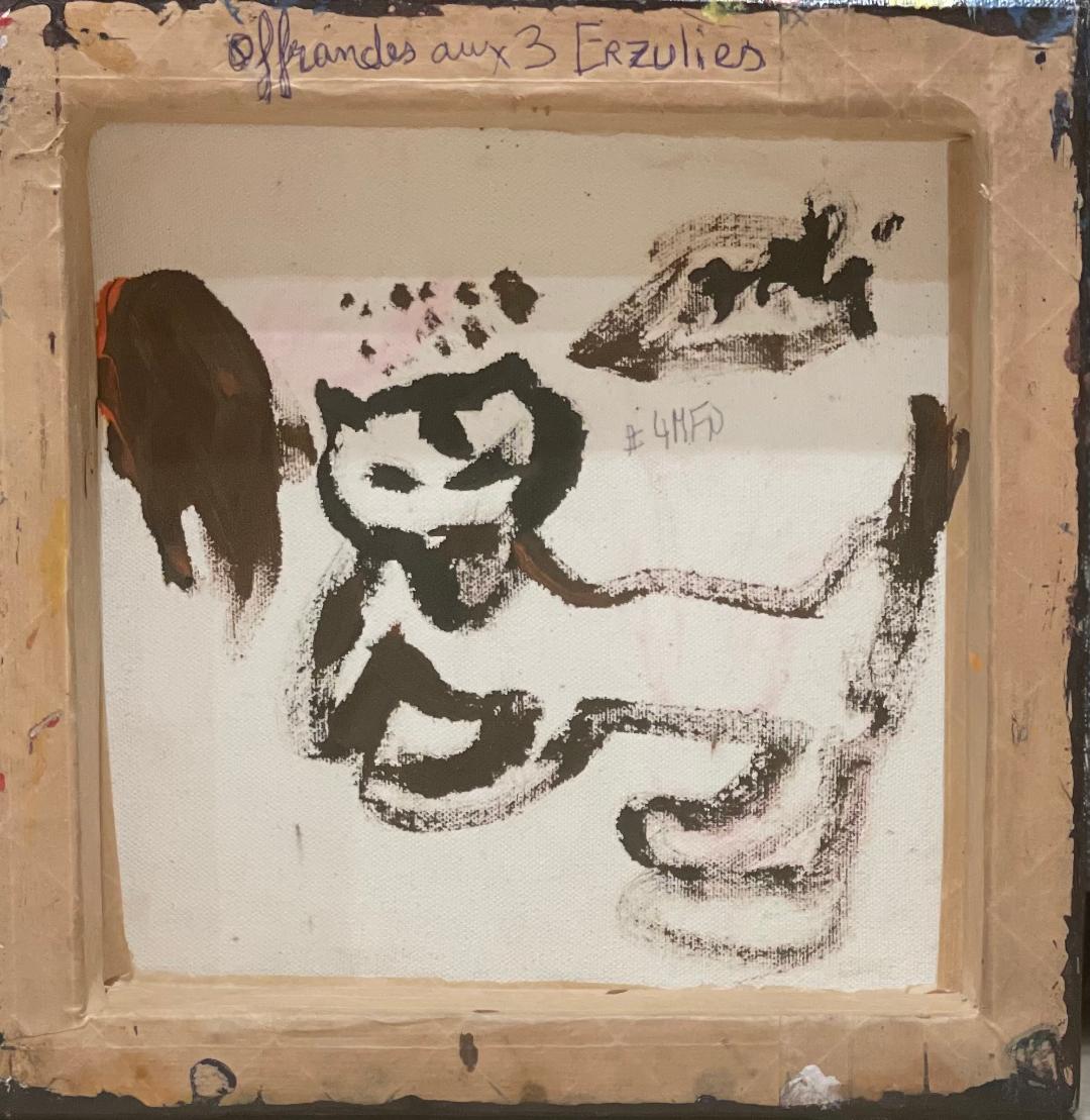 Frantz Zephirin 10"x10"x2" Offrandes aux Trois Erzulies 2021 Acrílico sobre lienzo Bordes pintados a mano #4MFN