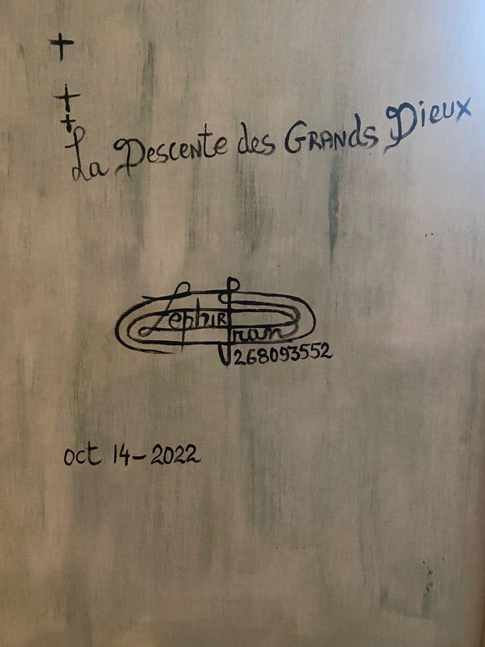 Frantz Zephirin 42.5"x32.5" La Descente des Dieux 2022 Oil On Wood Hand-painted Frame Painting #8JN-HA