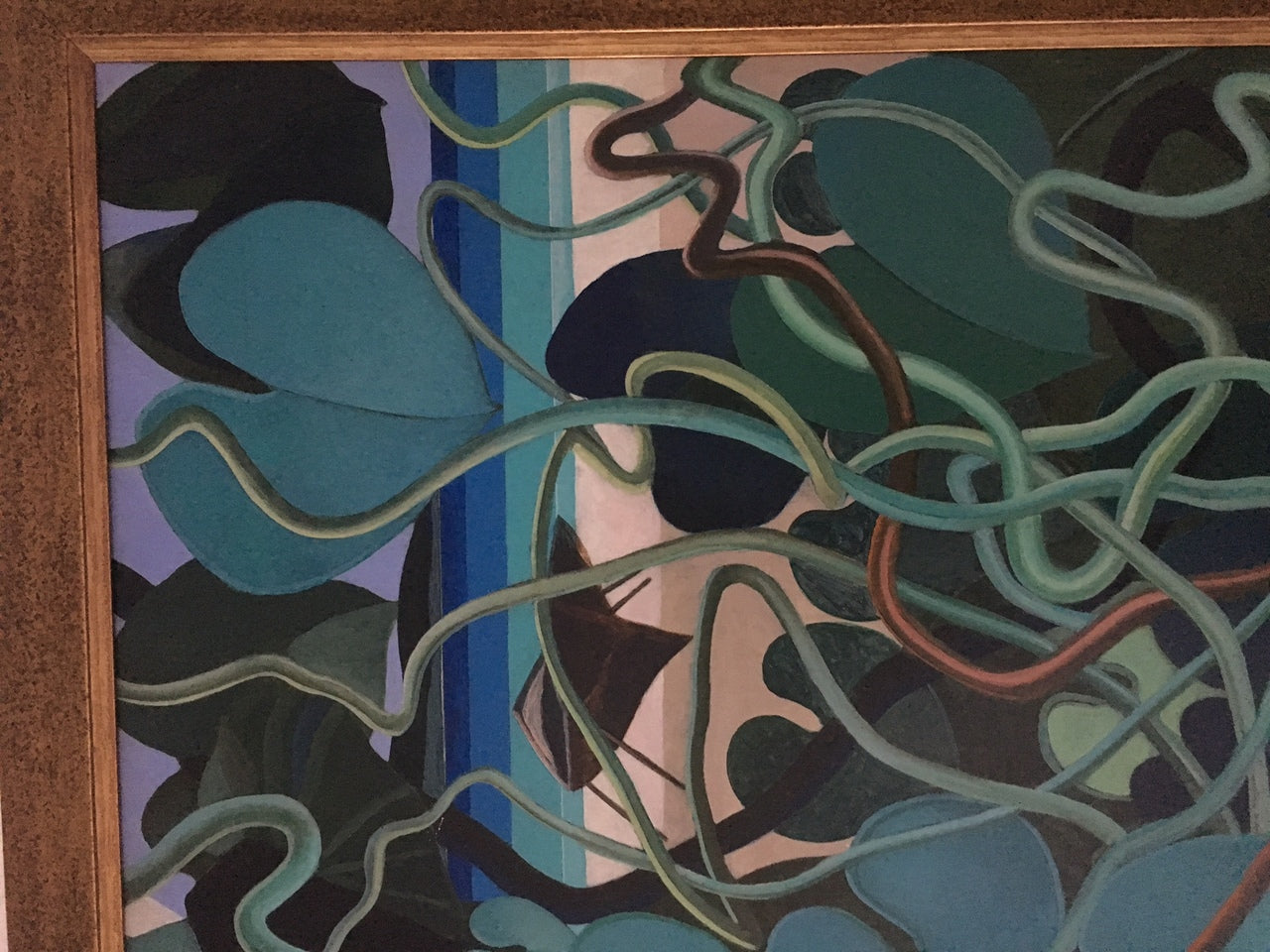 Bernard Sejourne (1947-1994) 48"x60" Green By The Beach 1984 Acrílico sobre Masonite 2409GN-HA