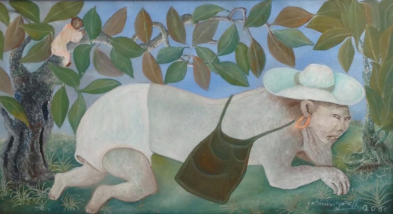 Jasmin Joseph (1923-2005) Huile ombrage sur toile 24"x44" #2701GN-HA