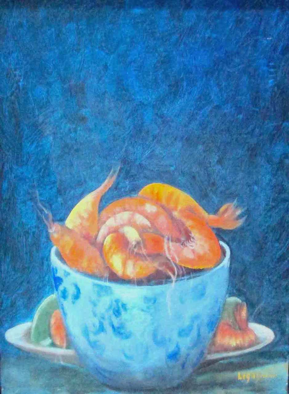 Jean-Claude Legagneur 14"x14" Nature morte acrylique sur toile #J29JH-HA
