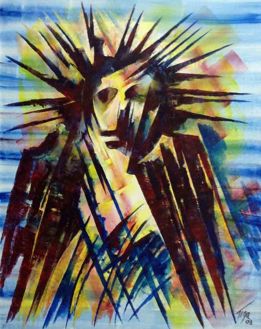 Jean-Claude Garoute "TIGA" (1935-2006) 24"x30" UNTITLED Acrylic on Canvas #2506GN-HA