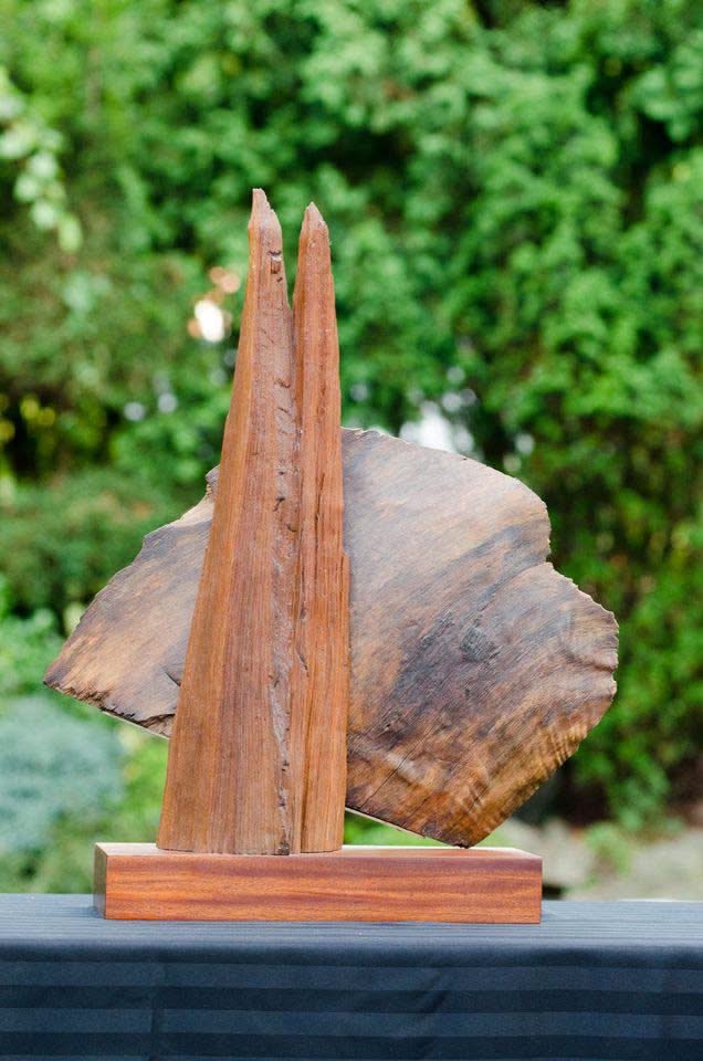 Randolph San Millan « Rising Moon » 27" hx 16"wx 7"d Bois sur granit#CRSM5