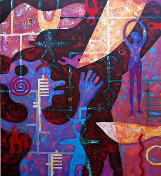 Fred Thomas 60"x48 » Face à la Lune II 2011 Techniques mixtes sur toile #4CFT