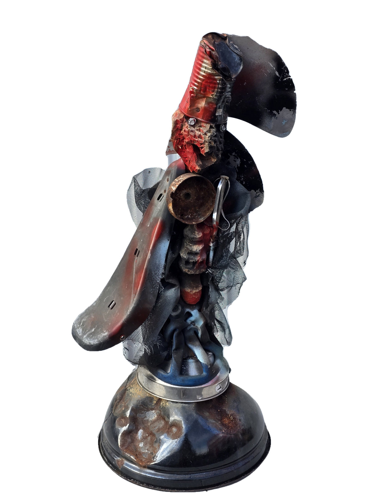 André Eugène Haitian sculptor of Atis Rezistans, assemblage sculpture of scrap metal and wood