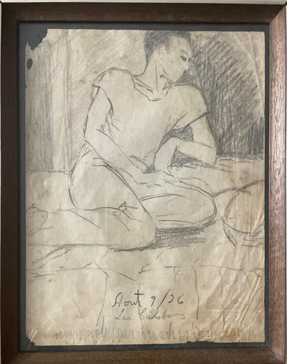 Xavier Amiama (1910-1969) 10.5"x7" El comulgante 1939 Dibujo a lápiz y tinta sobre papel #1MFN