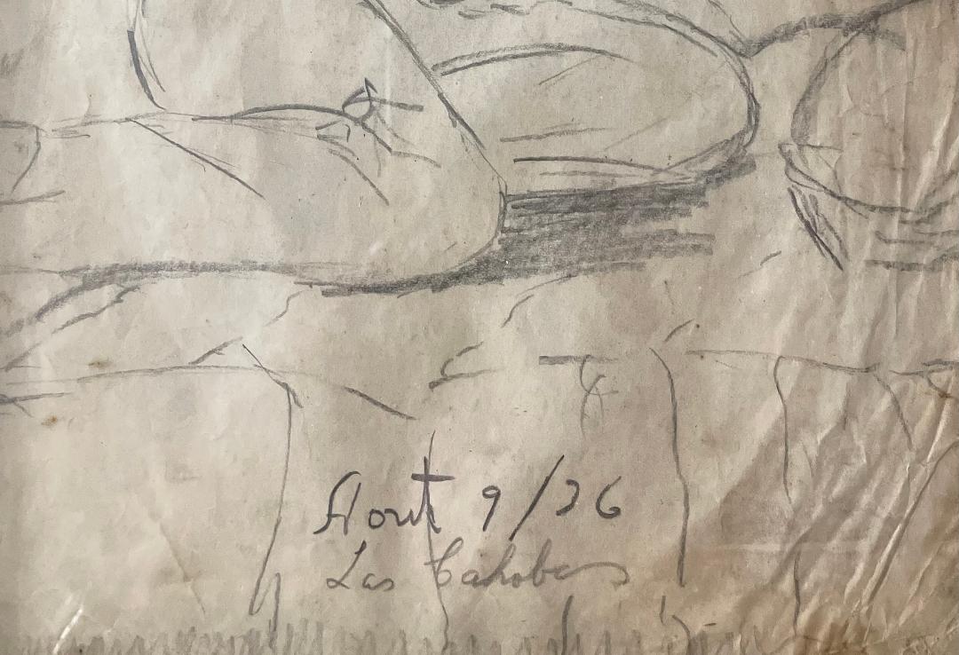 Xavier Amiama (1910-1969) 10.5"x7" El comulgante 1939 Dibujo a lápiz y tinta sobre papel #1MFN
