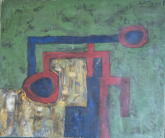 Harry Jacques (Arijac) 20"x24" Abstract c1970  Encaustic on Board Unframed Painting #1PN-MIA