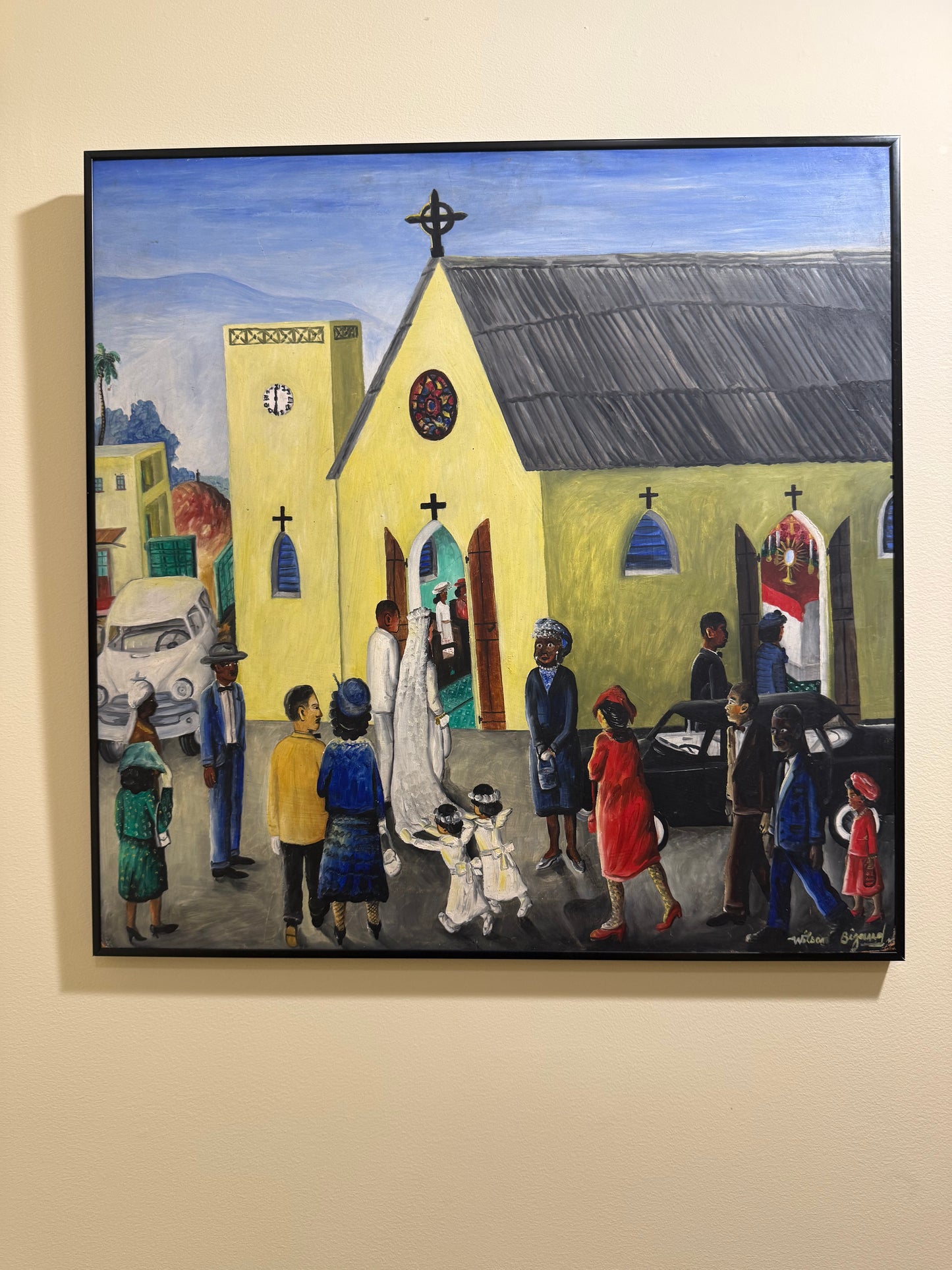 Wilson Bigaud (1931-2010) 24"x24" Wedding 1970 Grade A Oil on Board Painting #4-2-95MFN
