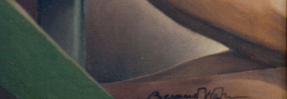 Bernard Wah (1939-1981) 36"x24" Nude Figure with Stylized Male Figure 1981  Oil on Canvas Unframed Painting #1JN-HA