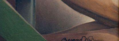 Bernard Wah (1939-1981) 36"x24" Nude Figure with Stylized Male Figure 1981  Oil on Canvas Unframed Painting #1JN-HA