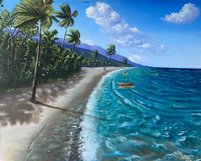 Demesmin Cabrini 30"x30" Baño de río Acrílico sobre lienzo #J20-HA