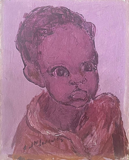 Carlo Jn-Jacques (1943-1990) 10"x8" Child Portrait Acrylic on Canvas Unframed Painting #2JN-HA