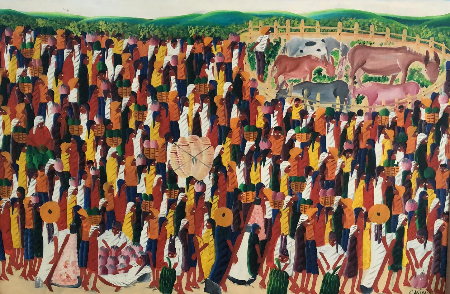 CASIMIR Laurent (1928-1990) 24"x20" Escena de mercado c1980 Óleo sobre lienzo #1-2-95MFN