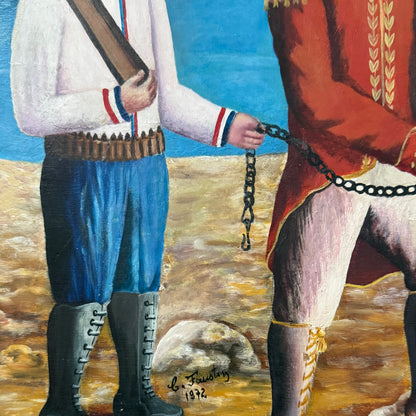 Célestin Faustin (Haïtien, 1948-1981) 24"x48" Hanté par Erzulie 1974 Peinture à l'huile sur carton #1MFN