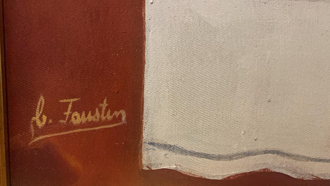 Celestin Faustin (1948- 1981) 36"x24" Vodou Ceremony with Erzulie 1980 Oil on Canvas Unframed Painting #1JN-HA