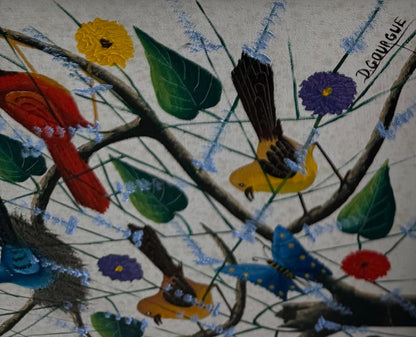 Decourcelle Gourgue 24"x16" Birds c1980 Oil on Canvas Unframed Painting#1RS