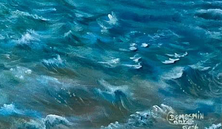 Demesmin Cabrini 30"x30" Baño de río Acrílico sobre lienzo #J20-HA