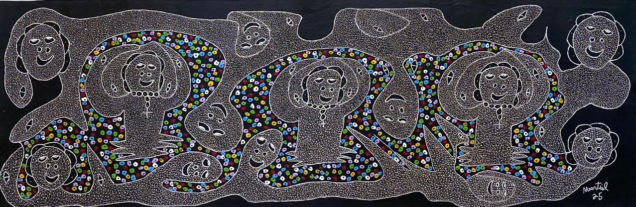 Edouard Martial 20”x60" Spiritual Harmony 2025 Acrylic on Canvas Unframed Painting#7JN-HA