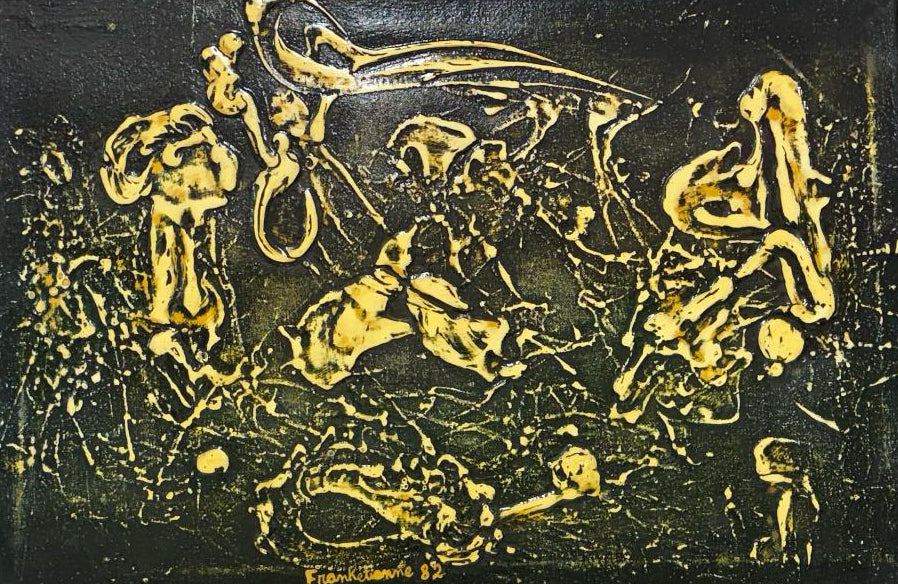 Franck Etienne 20"x30" Abstract Composition 1982 Acrylic on Board Painting#5GN-HA