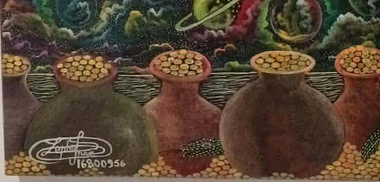 Frantz Zephirin 16"x20" Damballa and Ayida-Wedo c2000 Oil on Canvas Painting #1JM