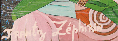 Frantz Zephirin 20"x16" "Le Soleil Sous-Marin ou Clarté Mensongère" c1990 Oil on Canvas Unframed Painting #1TP