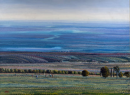 Jean Adrien Seide 40"x53" Paysage de champ Acrylique sur toile Peinture # 3FC 