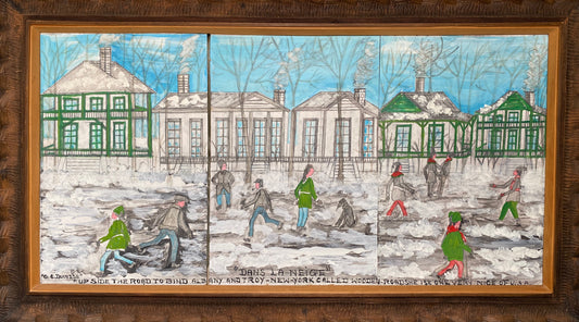 Gervais Emmanuel Ducasse (1903-1988) 16"x24" 1980 "Esquina de un pequeño mercado y los comerciantes" Óleo a bordo #8MFN