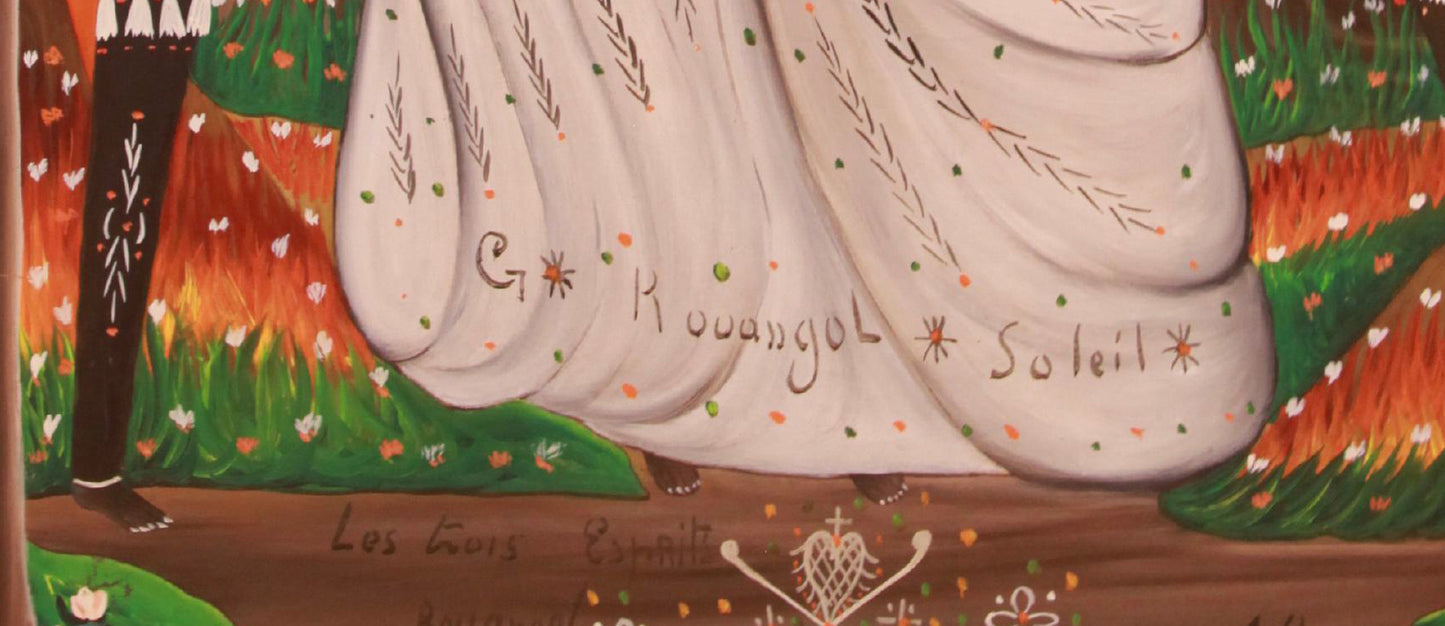André Pierre (1914-2005) 16"x24" Ogoun, Erzulie Freda &amp; Dambala Wedo Huile sur toile #1PM