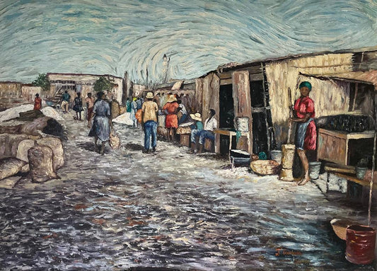 Jacquelin Garcon 24"X30" Ghetto 1975 Óleo sobre lienzo #2MFN