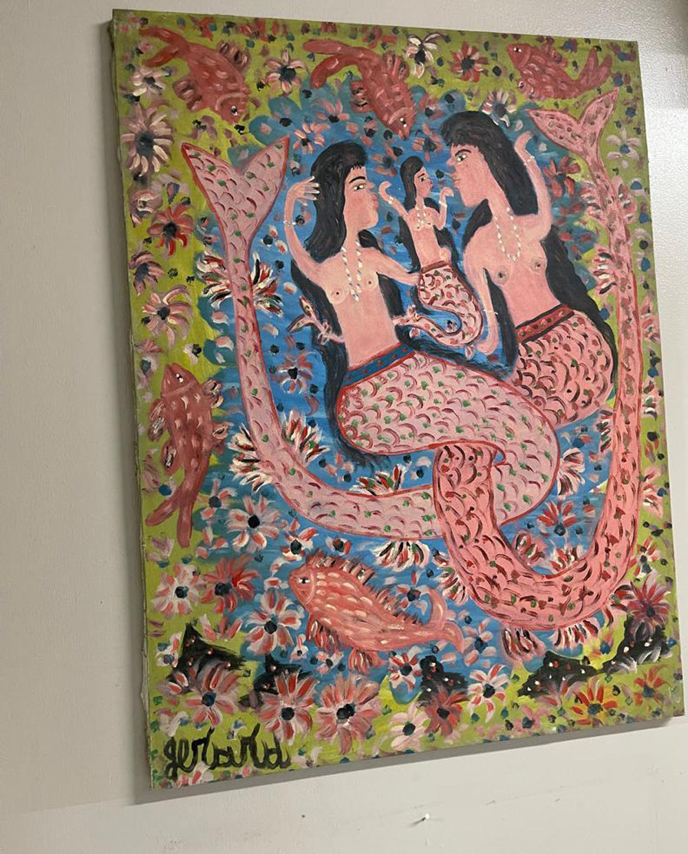 Gerard Fortune 40"x30" Siren Family Acrylic on Canvas Painting #J50