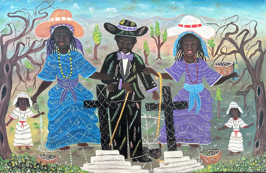 Gerard Fortune 20"x30" Baron Samedi Family 2003 Acrylic on Board Painting#1AK