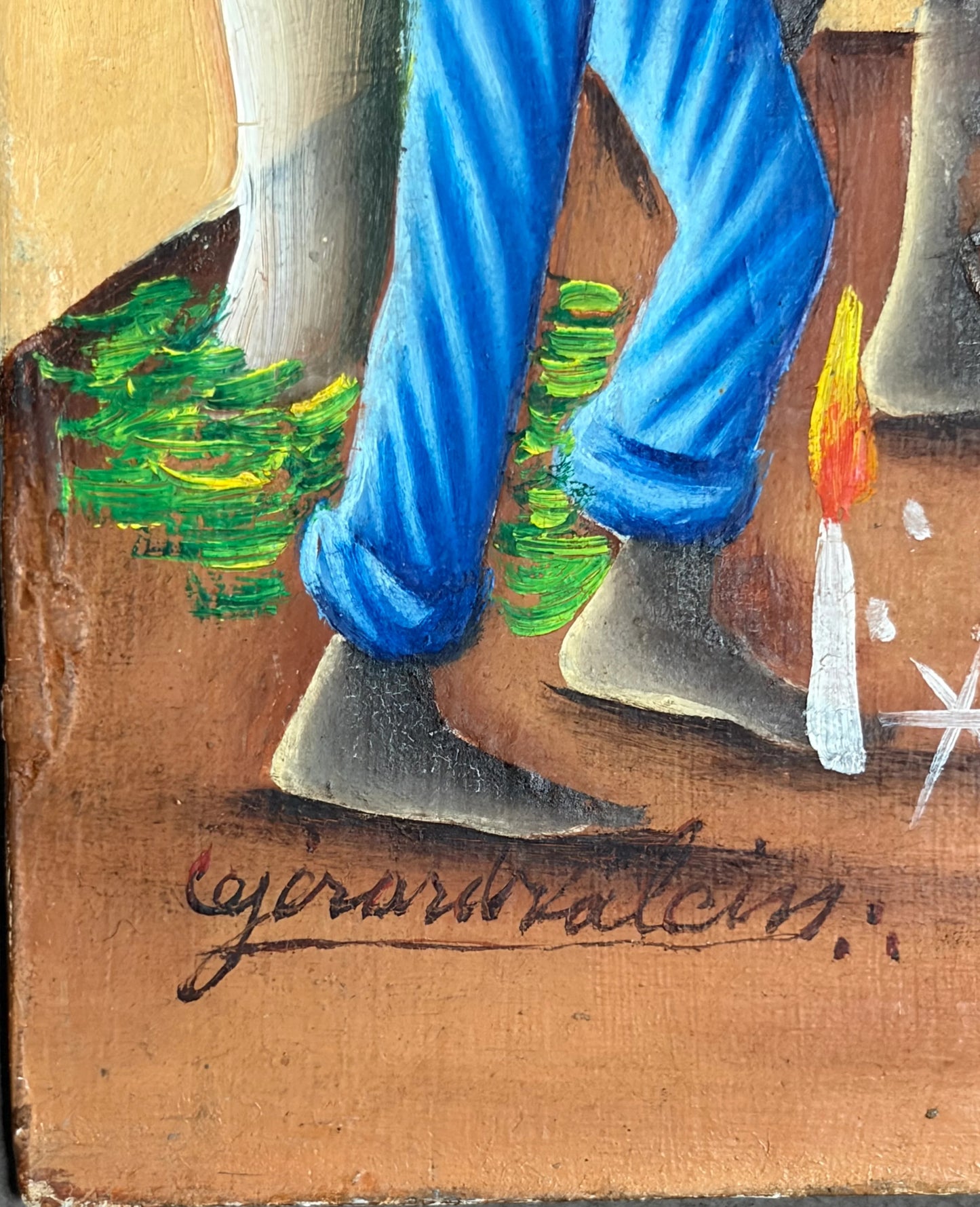 Gerard Valcin (1925-1988) 16"x11" Fruits sur chaise Huile sur Masonite #114-3-96GSN-NY