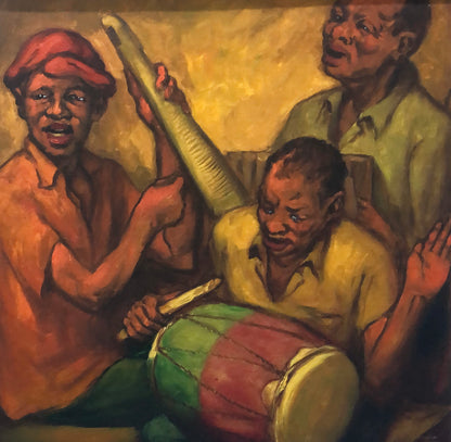 Juan Plutarco Andujar (1931-1995) 27.50"x27.50" Músicos Acrylic on Board Unframed Painting #23FN