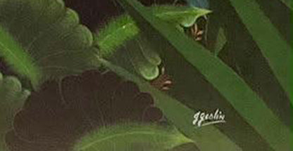 Jacques Geslin 36"x48" Huile de forêt tropicale sur toile #96-3-96-HA