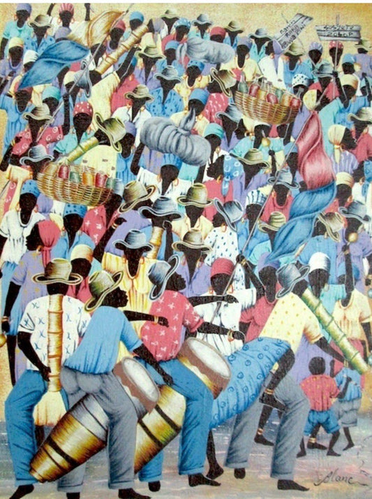Jean-Claude Blanc 16"x12" Untitled Carnival Scene c. 2000 Oil on Canvas Unframed Painting #J43-HA
